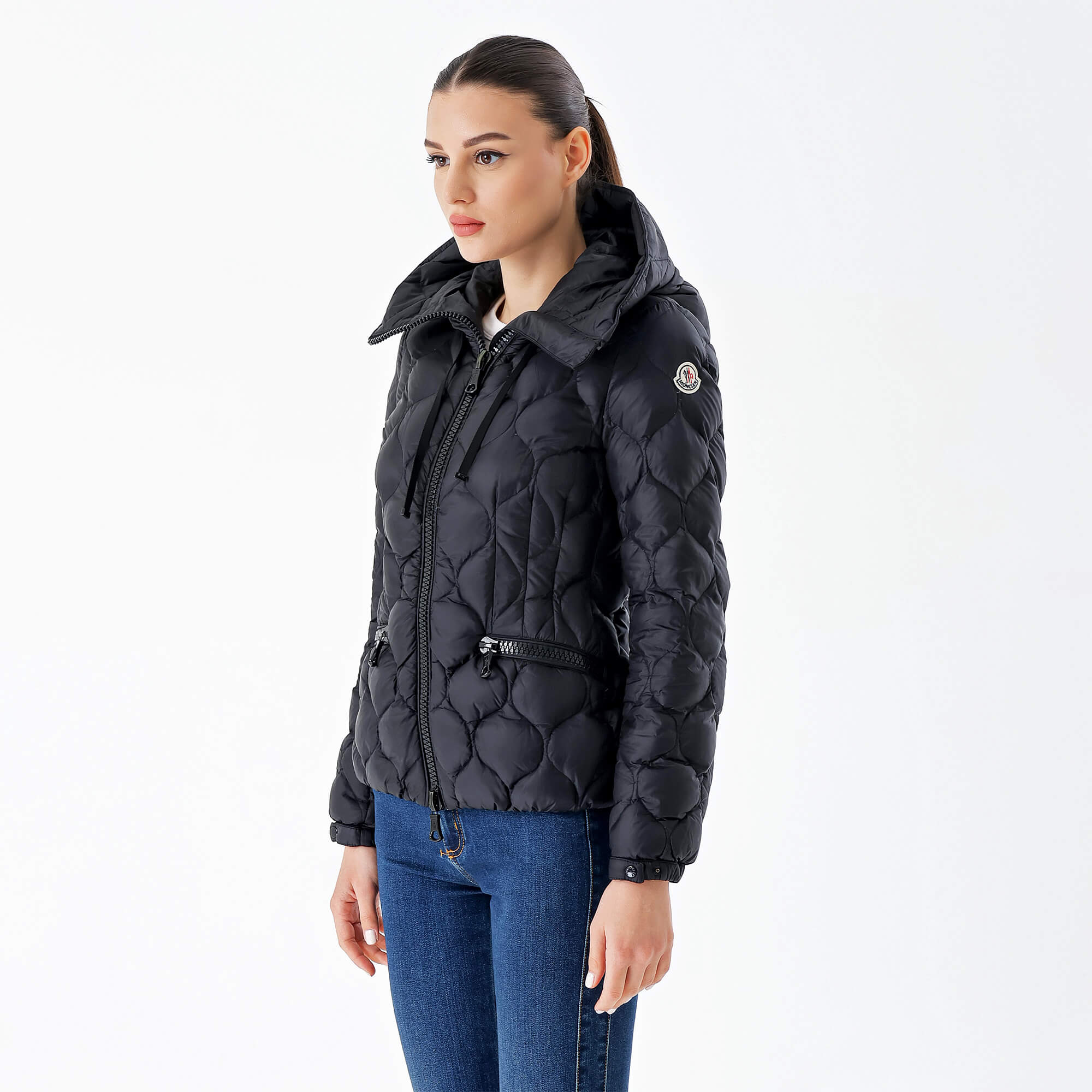 Moncler-Black Quilted Puffer Hoodied Coat